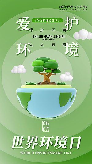 世界环境日保护地球生态环保低碳节能海报
