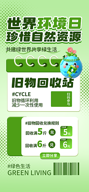 世界环境日保护地球生态环保低碳节能海报