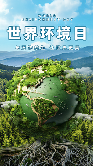 世界环境日保护地球生态环保低碳节能海报