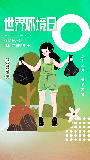 世界环境日保护地球生态环保低碳节能海报