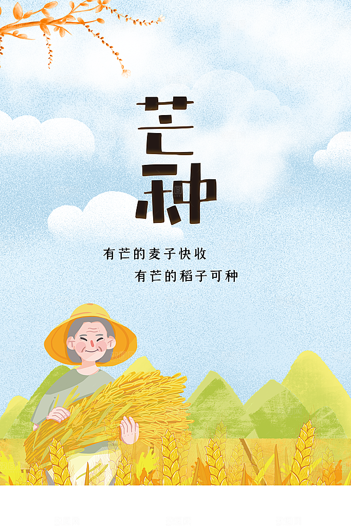 芒种节气传统海报