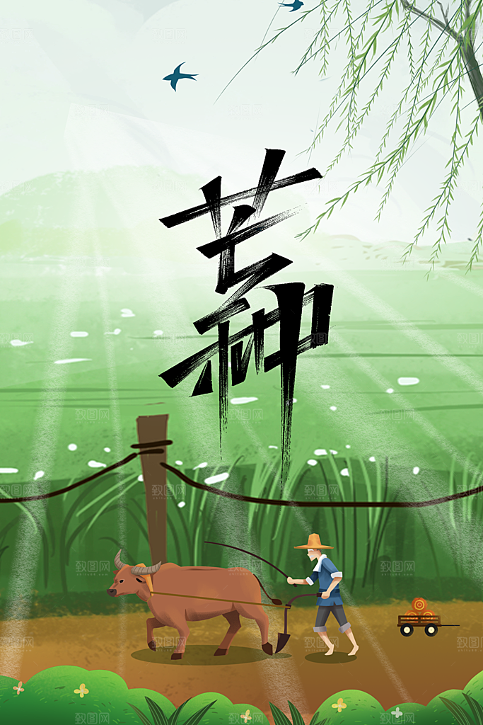 芒种节气传统海报