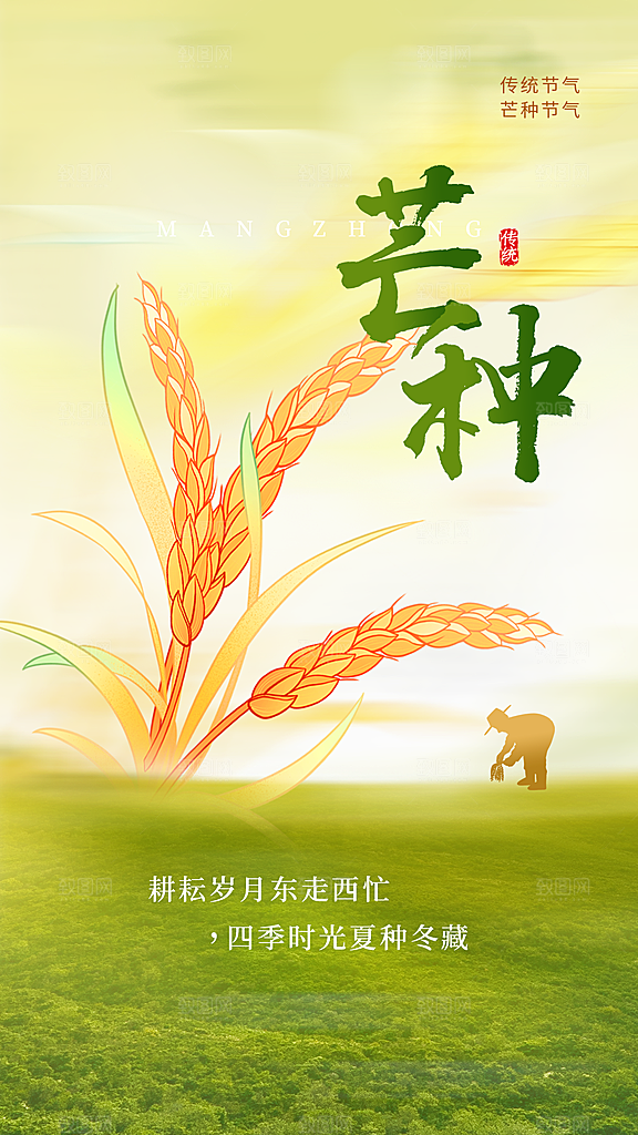 芒种节气传统海报