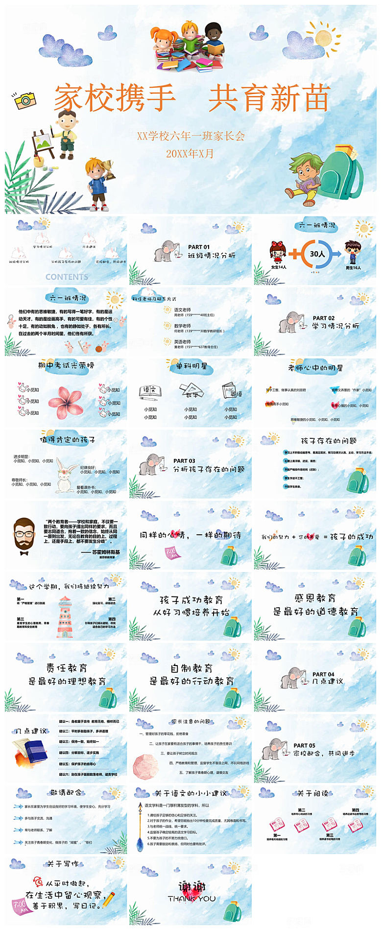 六年级家长会期中末毕业成绩分析课件