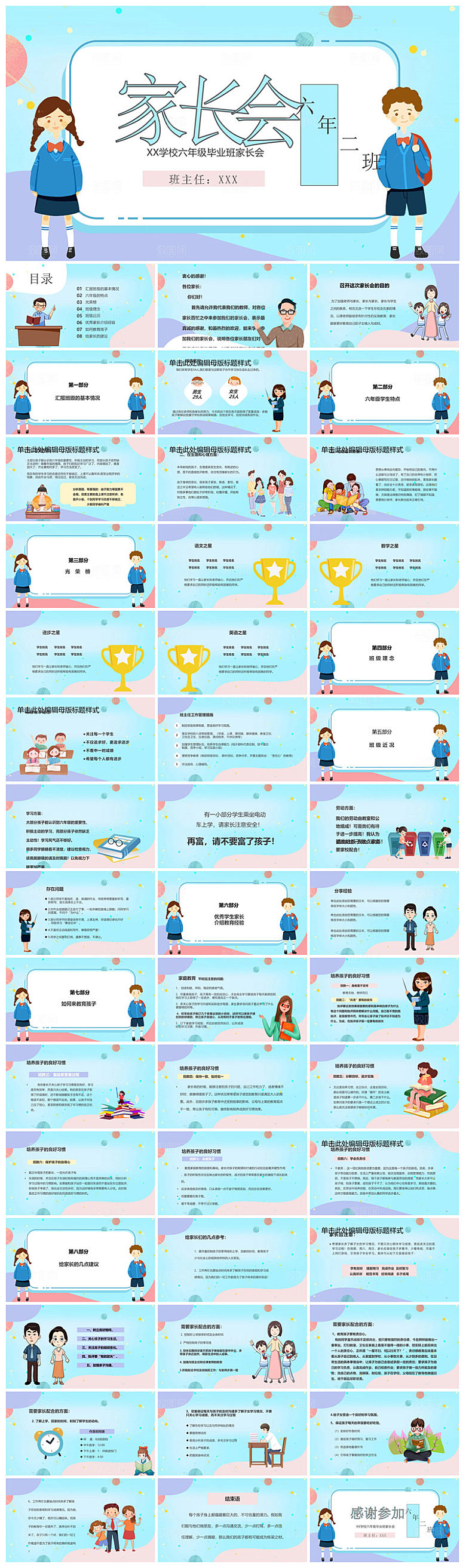 六年级家长会期中末毕业成绩分析课件