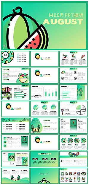 卡通可爱小清新MBE孟菲斯线条演说课件