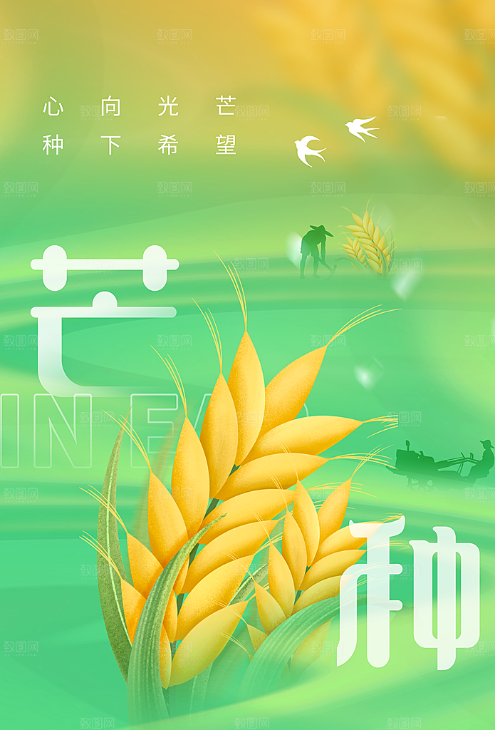 芒种节气传统海报