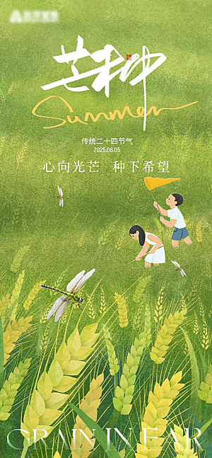 简约大气芒种节气宣传海报