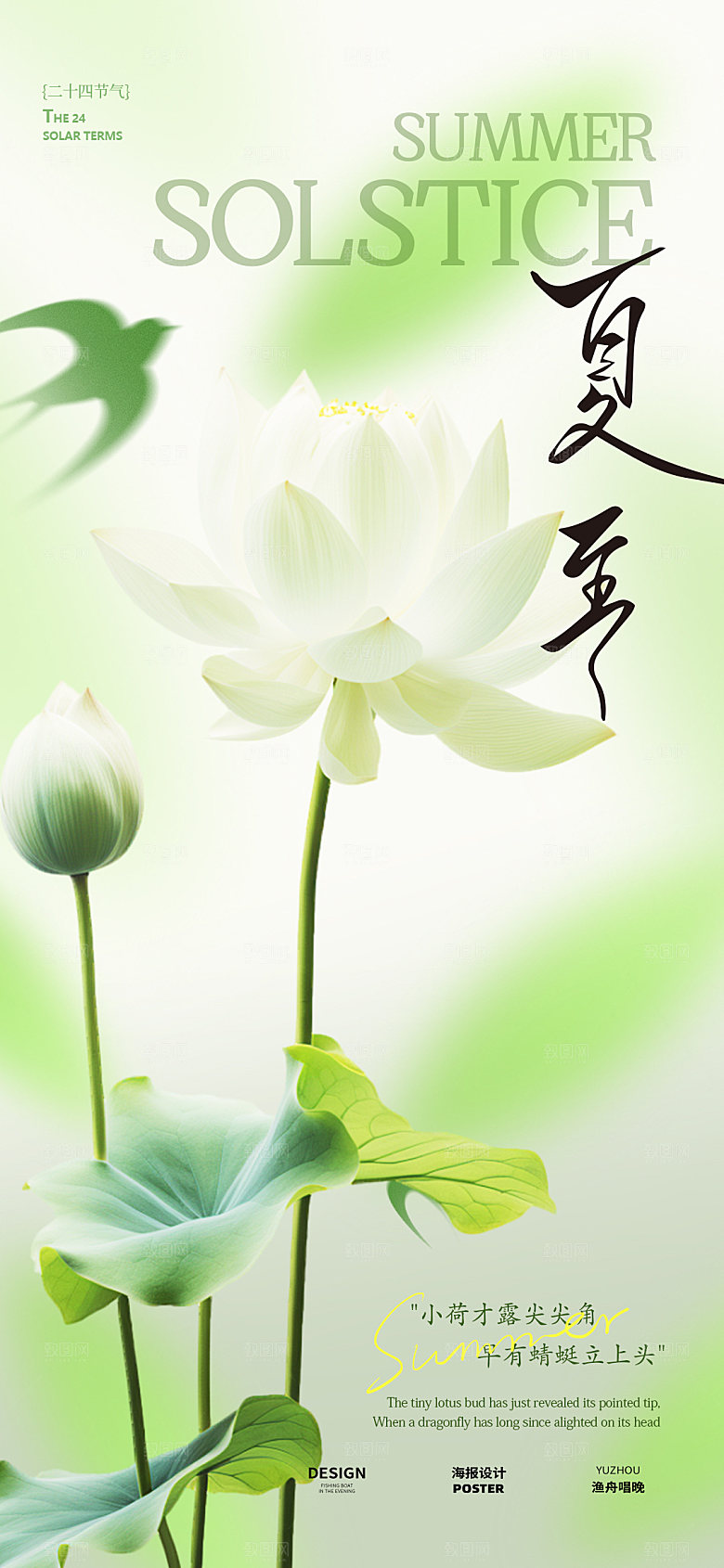 夏至荷花节气海报设计
