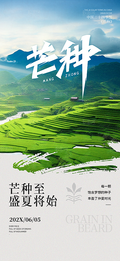 简约大气芒种节气海报模板