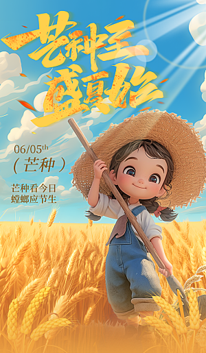 简约大气芒种节气海报模板