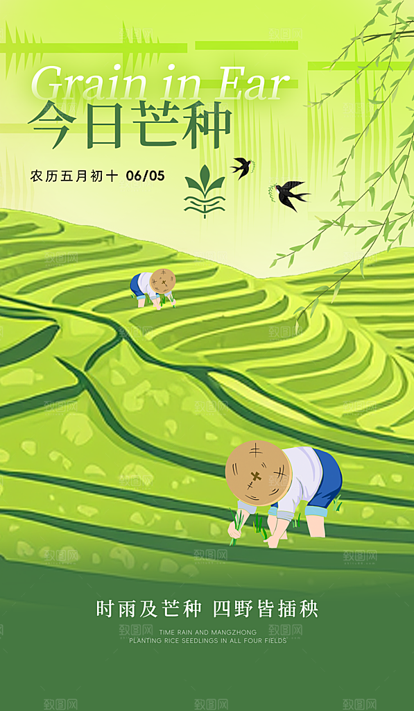 简约大气芒种节气海报模板