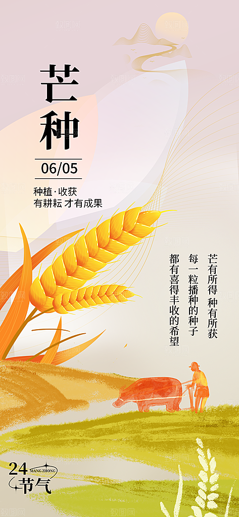 传统节气芒种宣传海报模板