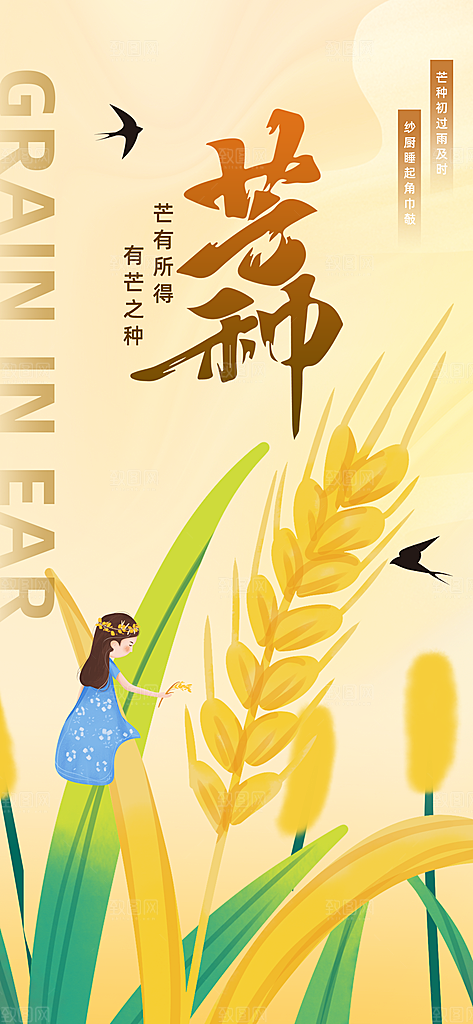 简约大气芒种节气海报模板