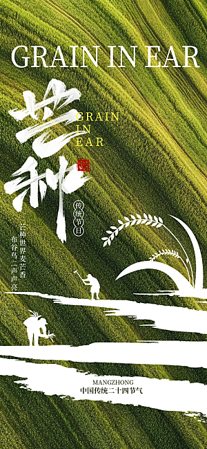 简约大气芒种节气海报模板