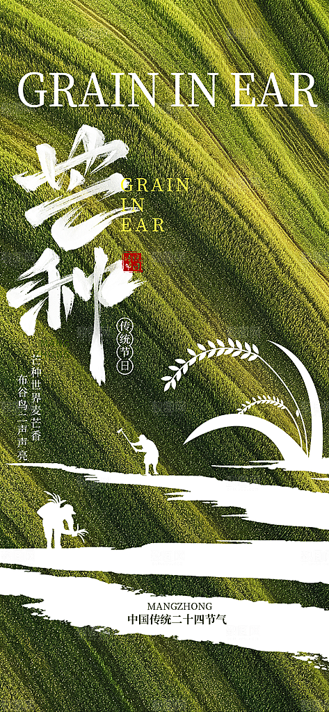 简约大气芒种节气海报模板
