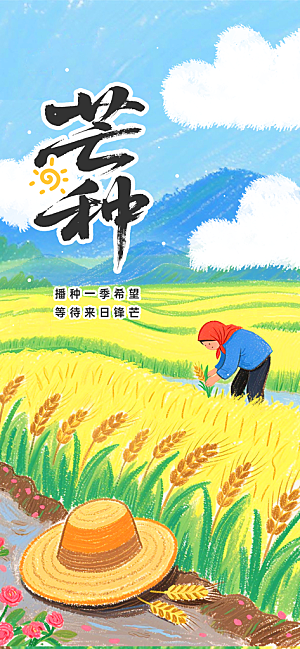 传统节气芒种宣传海报模板
