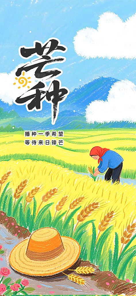 传统节气芒种宣传海报模板