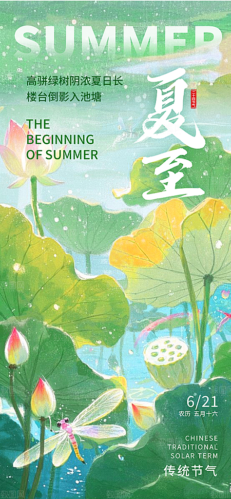 简约大气夏至节气宣传海报