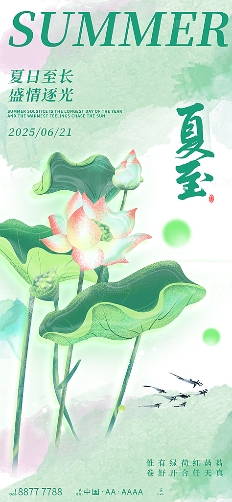 简约大气夏至节气宣传海报