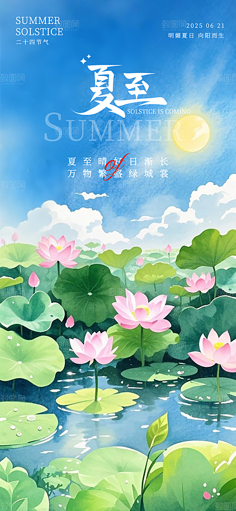 简约大气夏至节气宣传海报