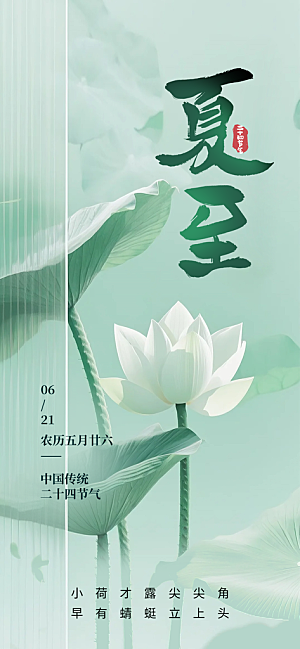 简约大气夏至节气宣传海报