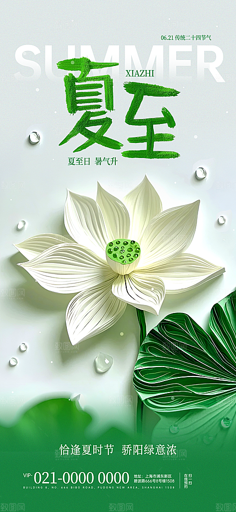 简约大气夏至节气宣传海报
