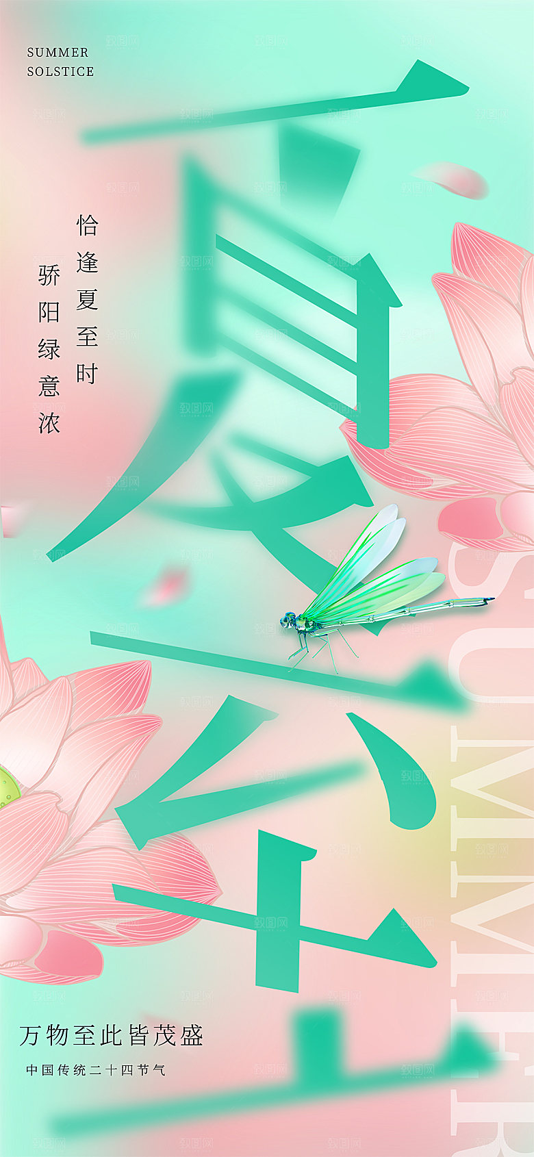 简约大气夏至节气宣传海报模板