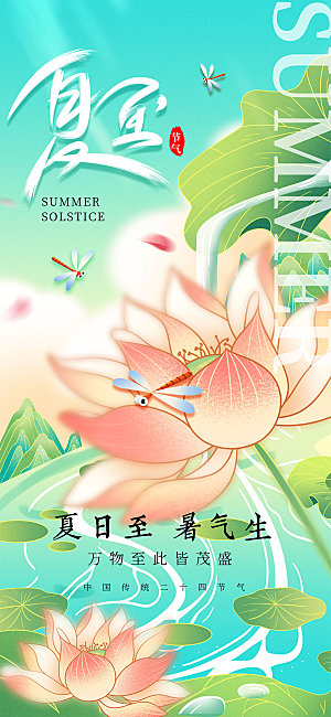简约大气夏至节气宣传海报模板