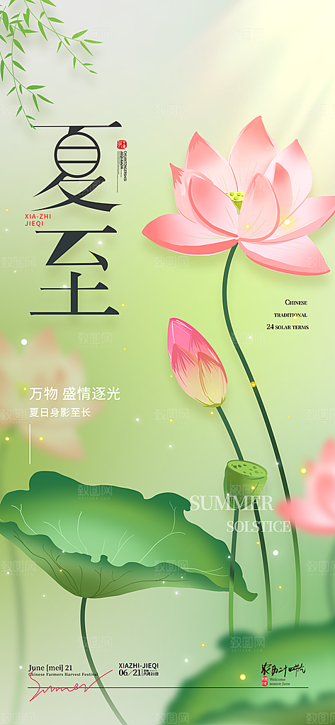 简约大气夏至节气宣传海报