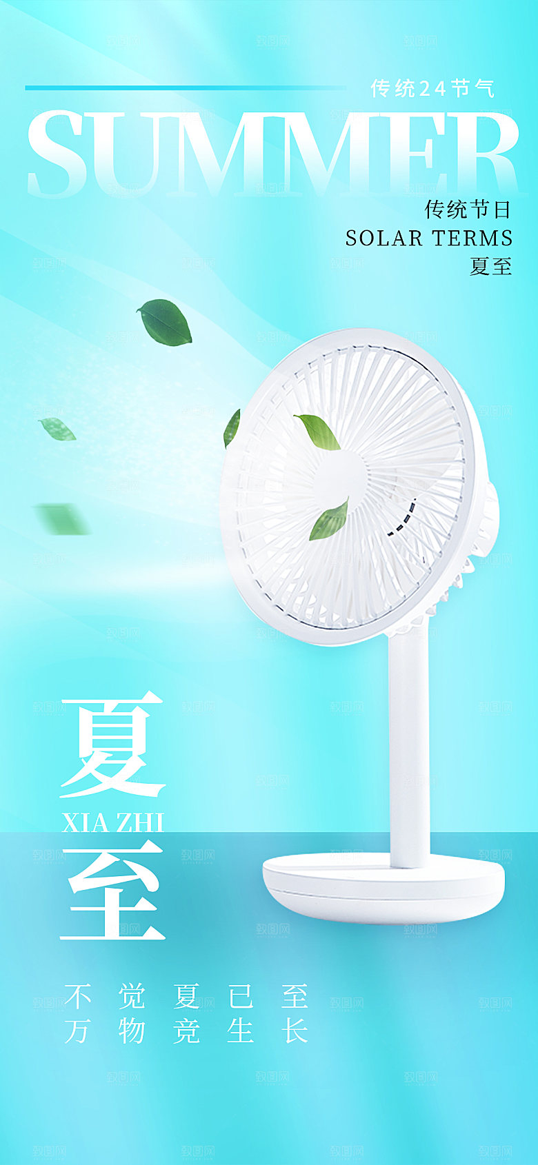 简约大气夏至节气宣传海报