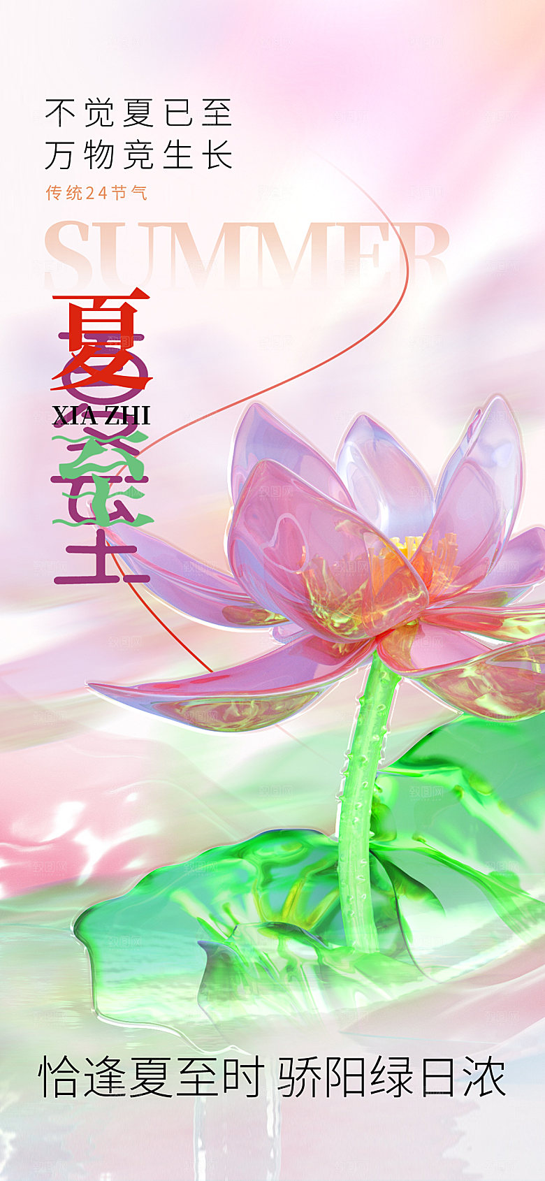 简约大气夏至节气宣传海报