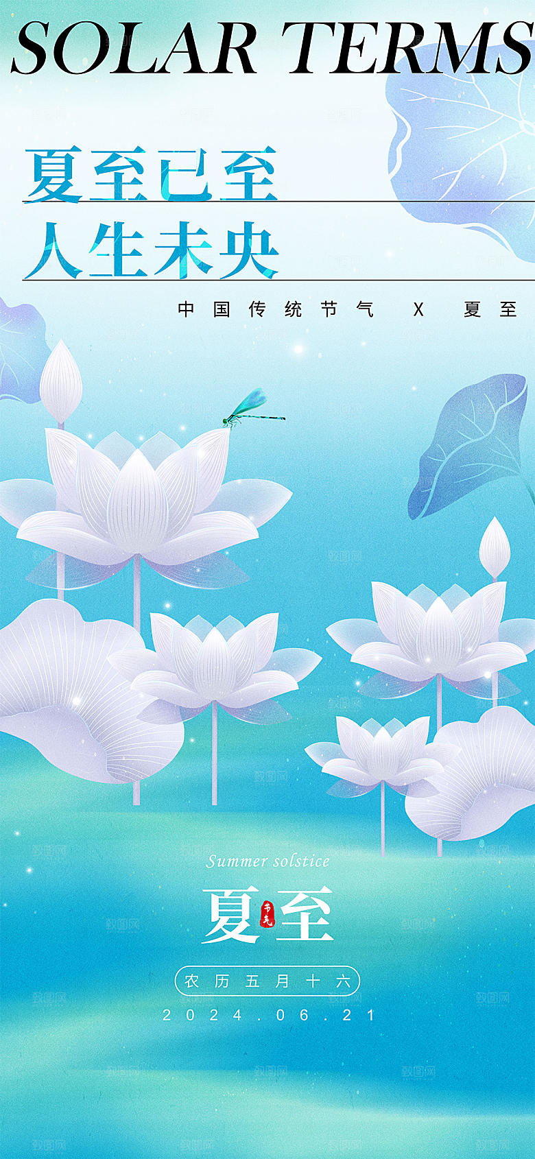 简约大气夏至节气宣传海报