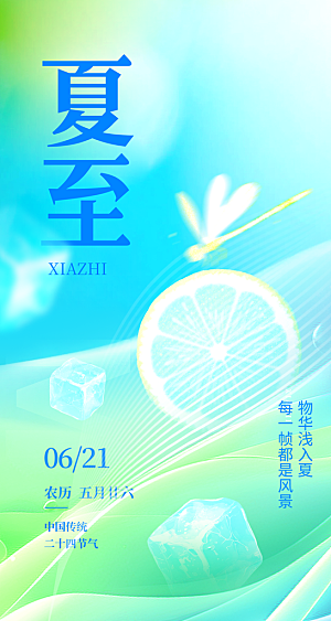 简约大气夏至节气宣传海报模板