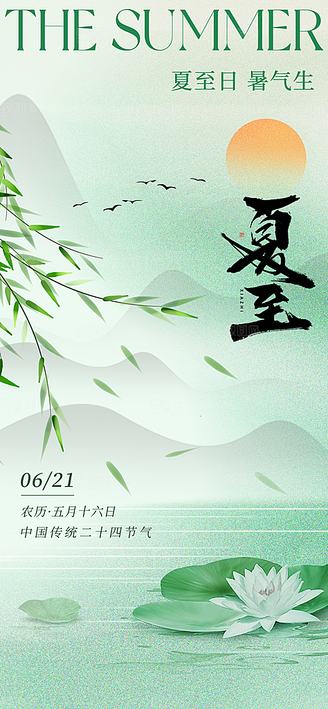 夏至小清新海报夏天荷花