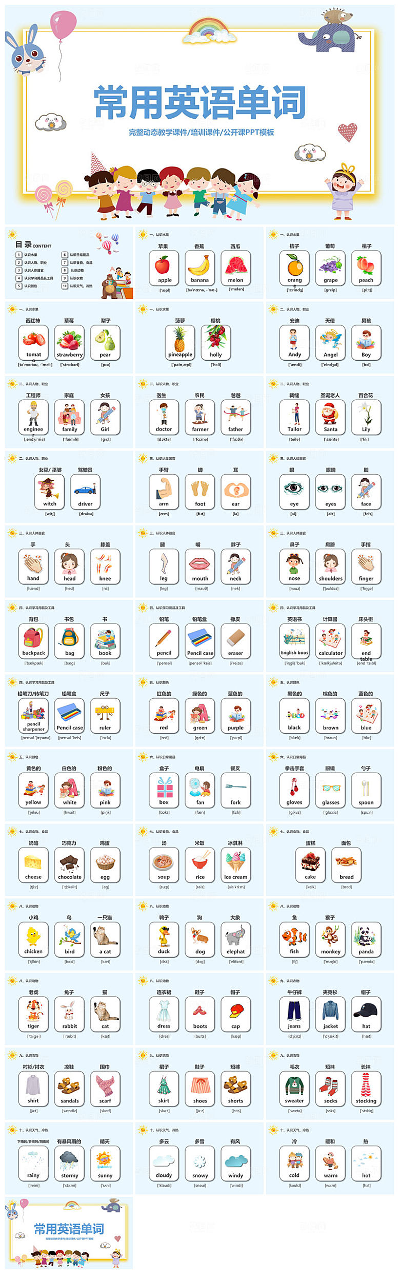 卡通英语语法中小学生教师教学课件