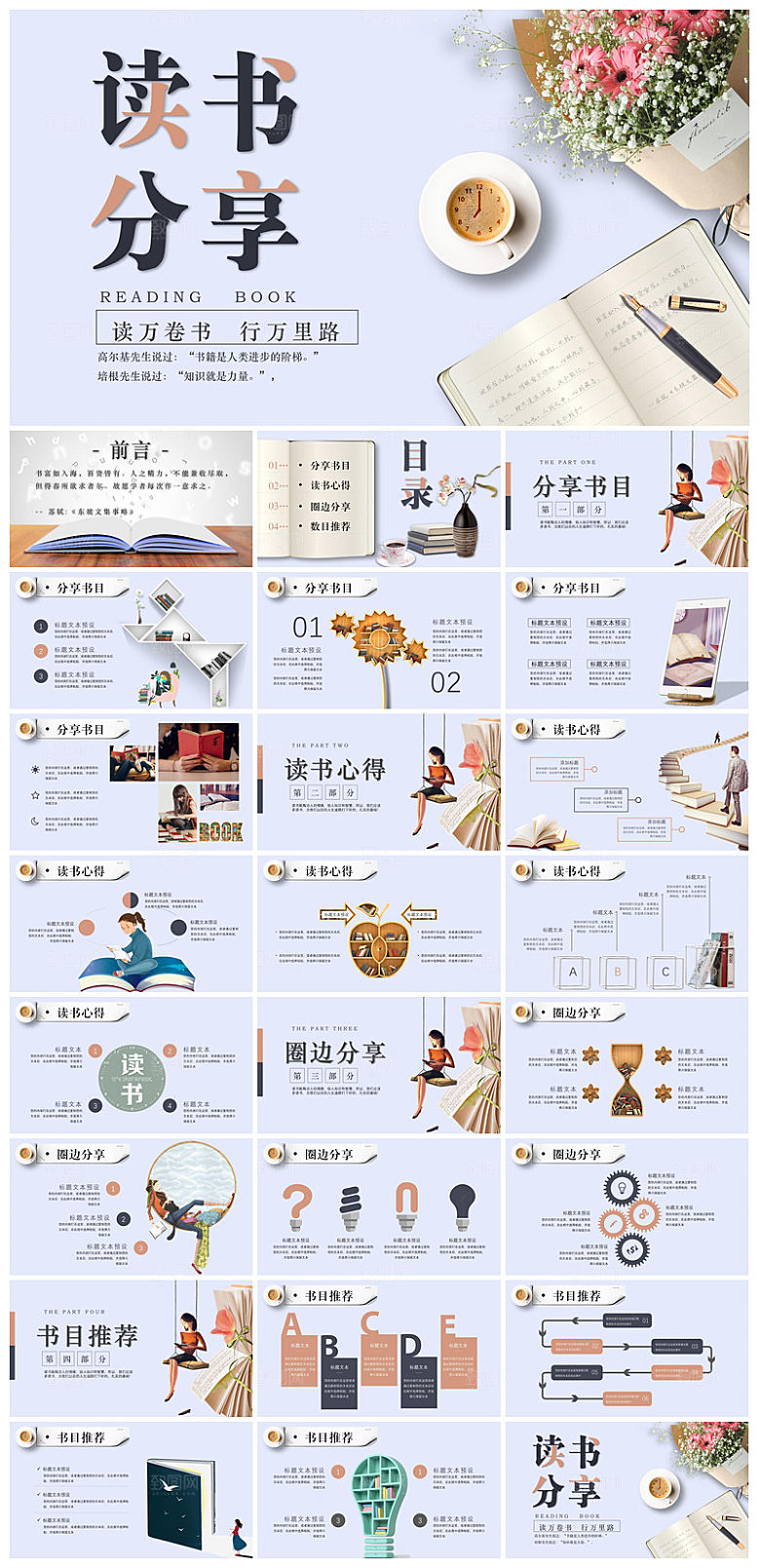 简约学习阅读读书交流会教师分享课件