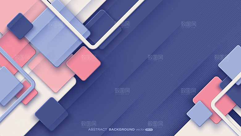 矢量小清新抽象几何重叠立体图形渐变