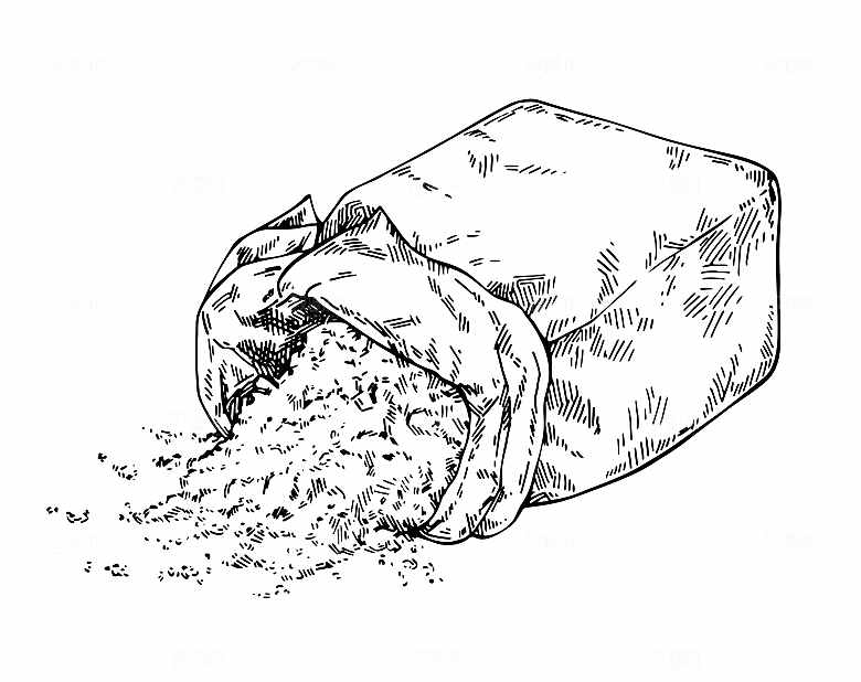 复古手绘谷物水稻大米小麦燕麦黑白线稿素材