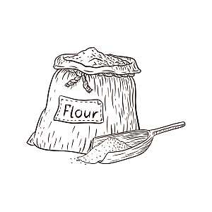 复古手绘谷物水稻大米小麦燕麦黑白线稿素材