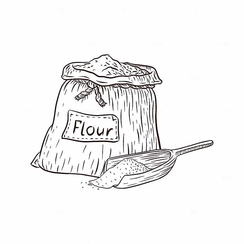 复古手绘谷物水稻大米小麦燕麦黑白线稿素材