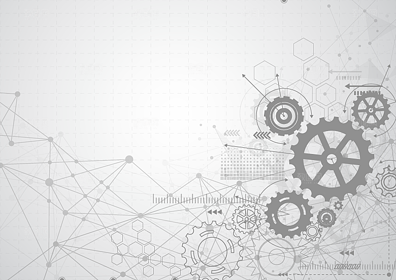 手绘抽象科技线性机械金属工业齿轮设计素材