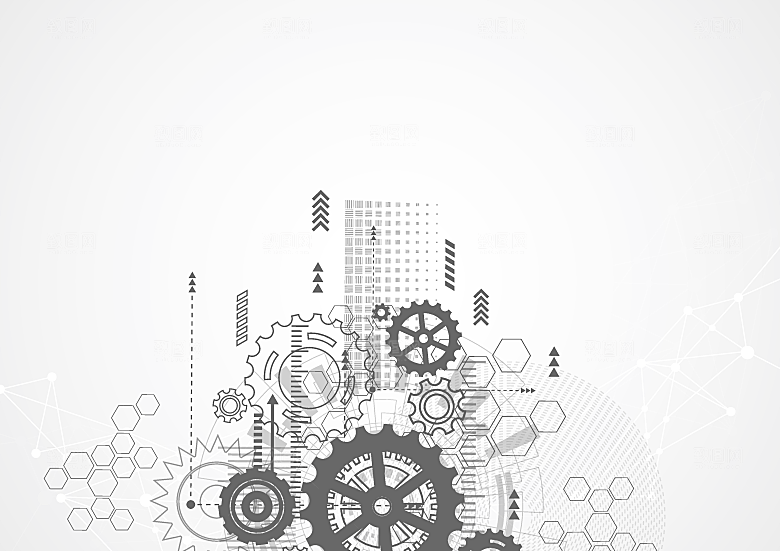 手绘抽象科技线性机械金属工业齿轮设计素材