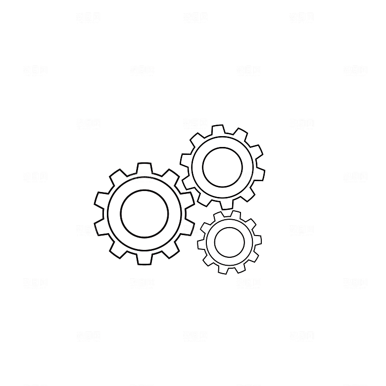 手绘抽象科技线性机械金属工业齿轮设计素材