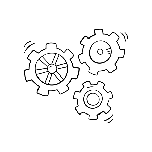 手绘抽象科技线性机械金属工业齿轮设计