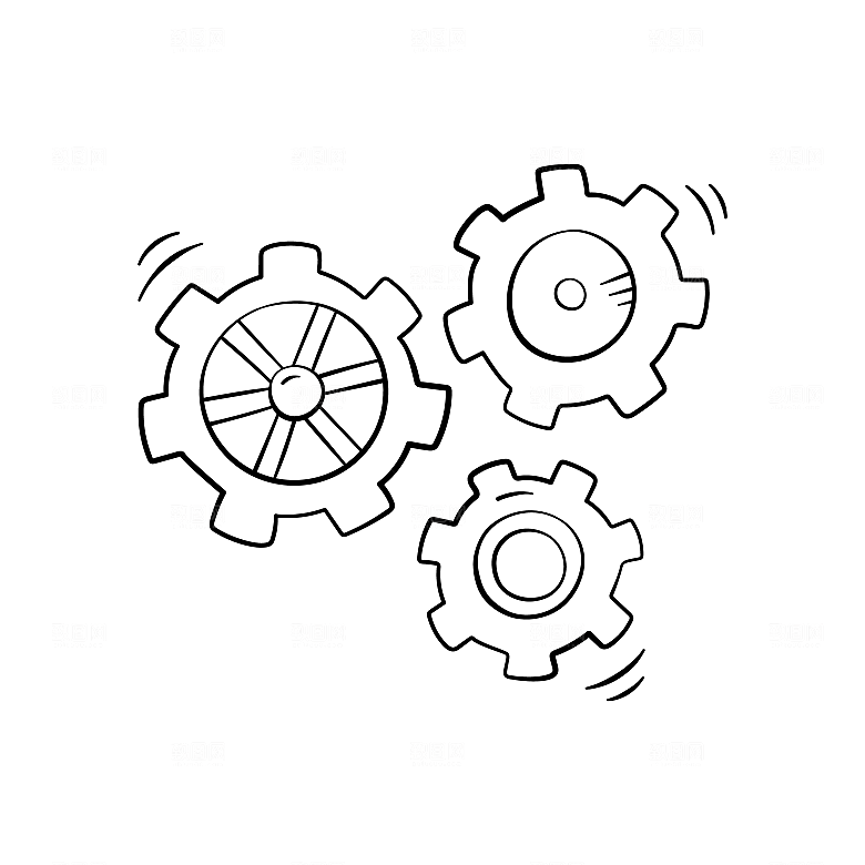 手绘抽象科技线性机械金属工业齿轮设计