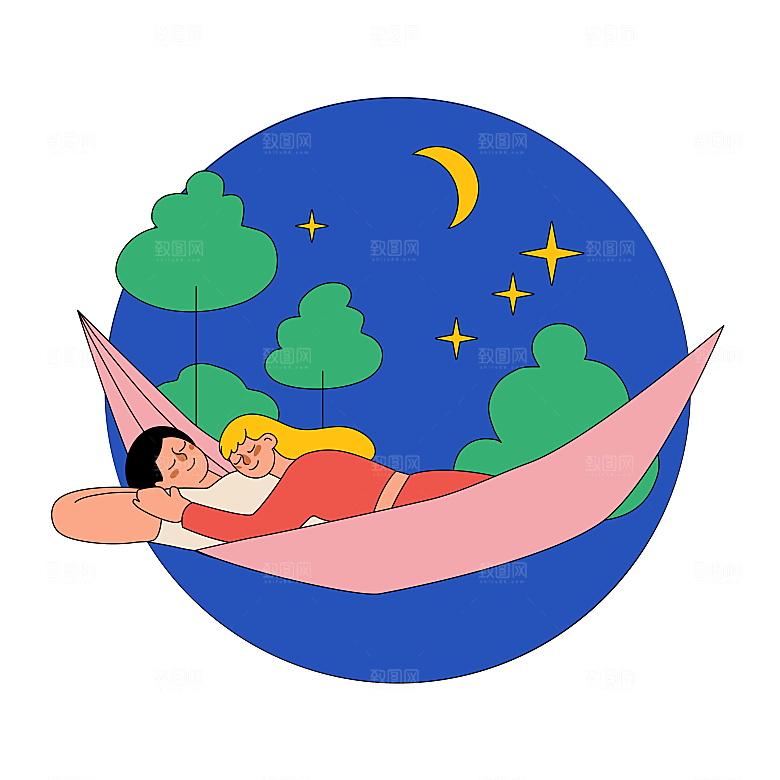 手绘扁平家庭人物日常生活方式旅游场景