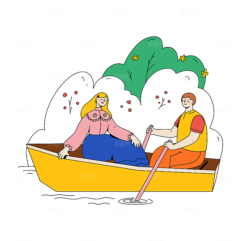 手绘扁平家庭人物日常生活方式旅游场景
