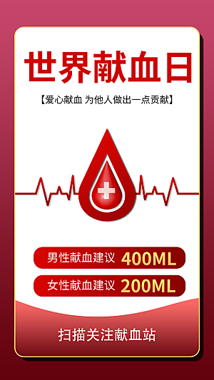世界献血日公益献血者爱心无偿献血医疗海报