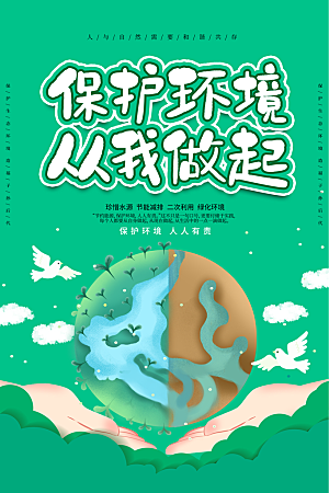 保护地球环境土地荒漠化干旱日节约资源海报